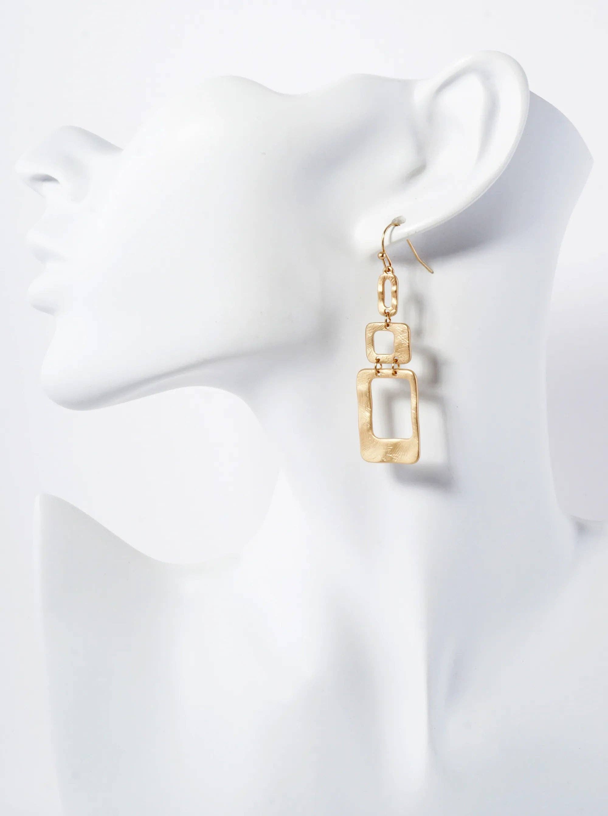 Wild Honey - Wholesale Dangle Earrings - Hand-Molded Geometric Metal Rectangle Oval Drop Dangle Earrings1