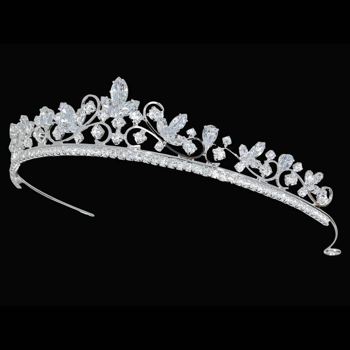 Diadème de Mariage en Cristal de Zirconium Cubique CZ CR327 pour la vente par Farinosa Bridal