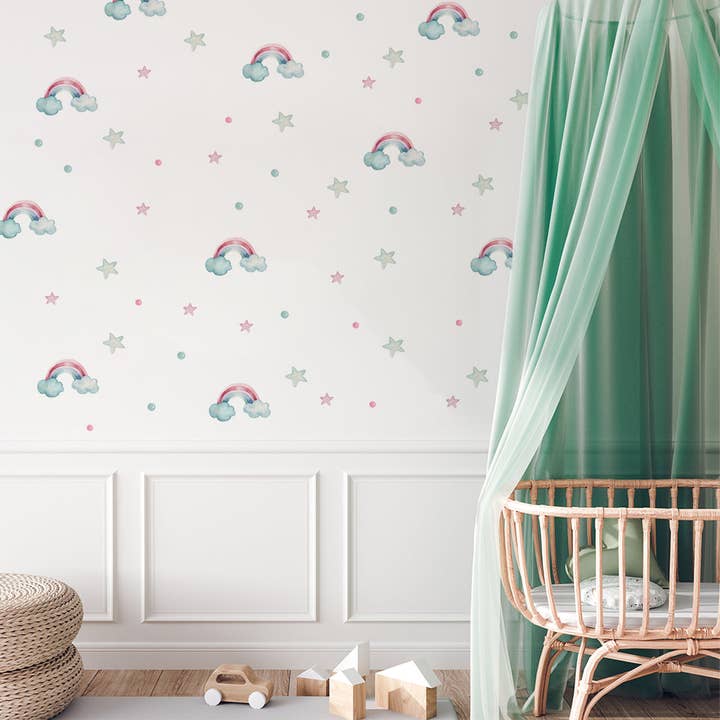 Aquarell Regenbogen Magic Wandaufkleber für den Großhandel von Mica-Mica