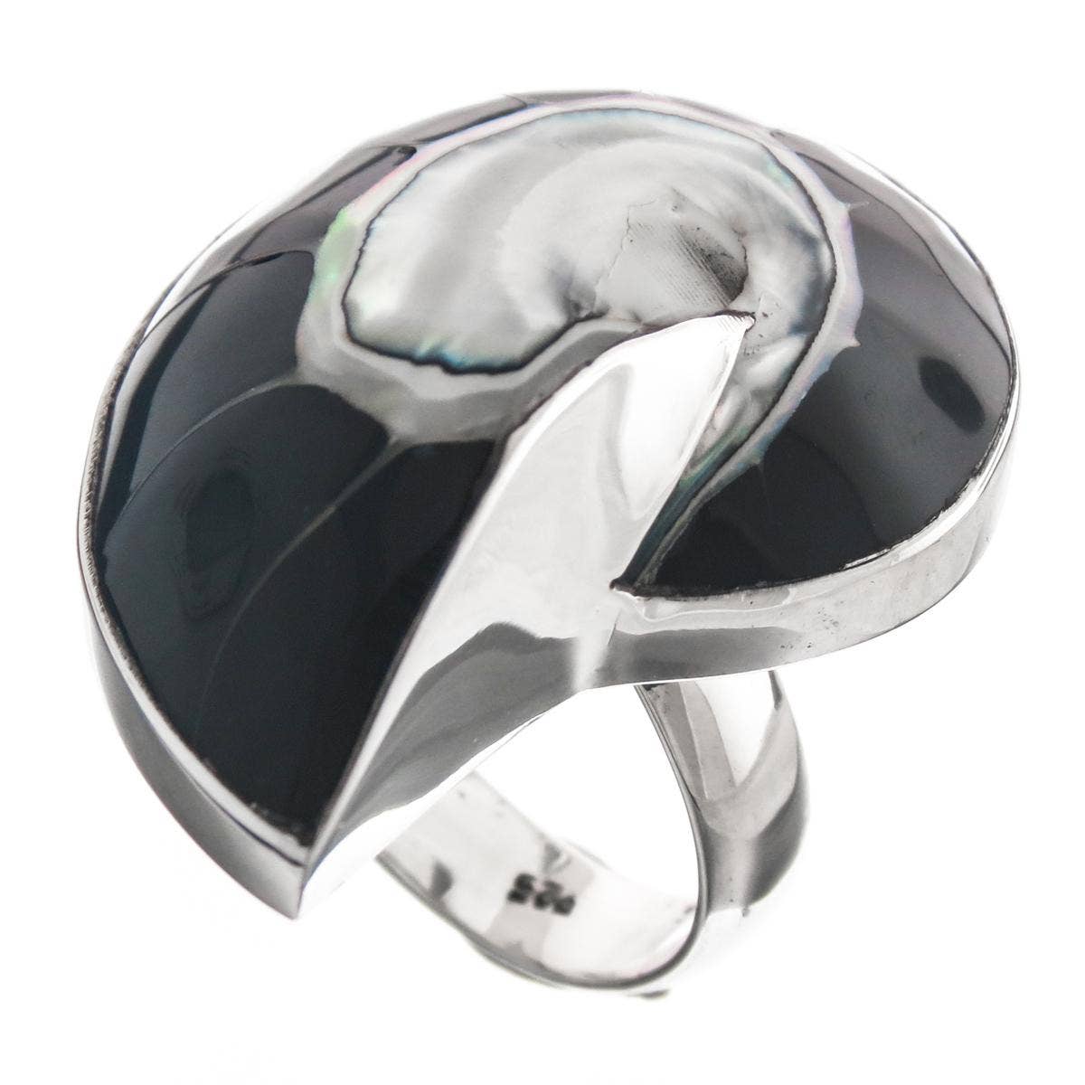 FifiRose – Engroshandel Statementring – 1 1/8" justerbar 925 sterlingsølv sort nautilusskalring1