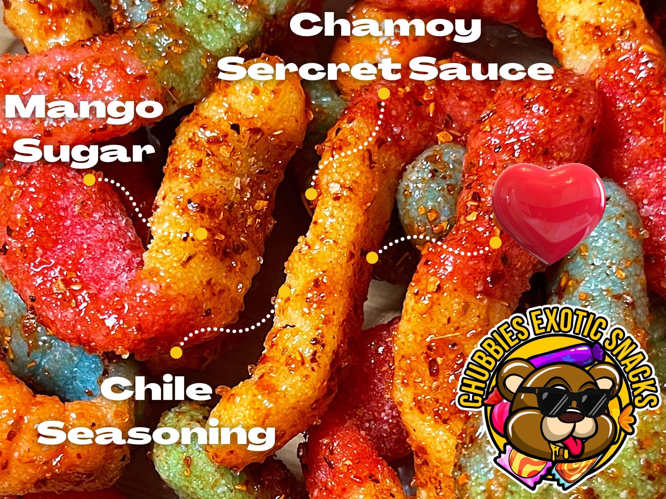 CHUBBIES EXOTIC SNACKS – Gomas por atacado – Dulce Enchilados Sour Minhocas - Vermes Gommy Picantes6