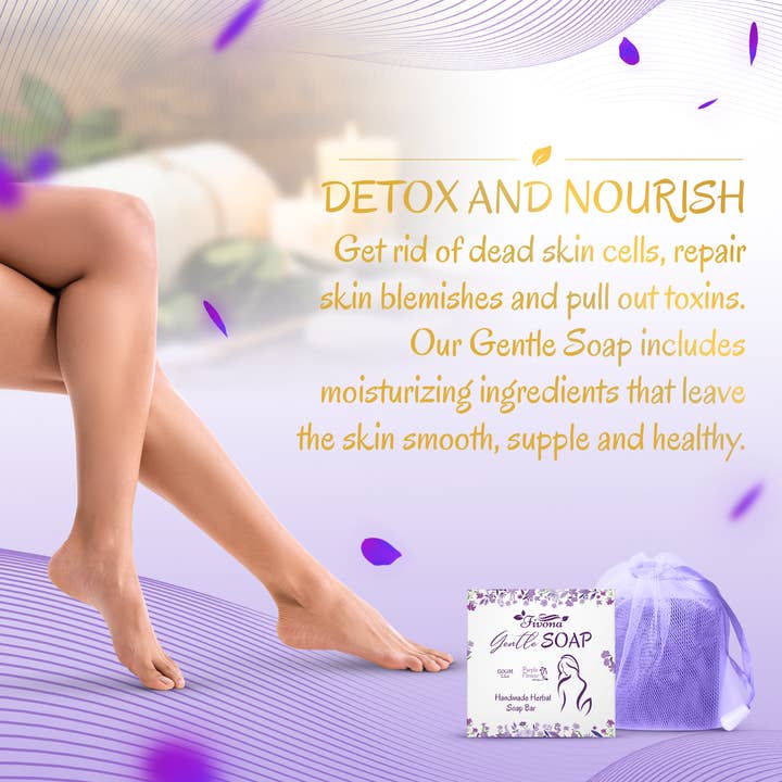 FIVONA - Wholesale Bar Soap - HERBAL FEMININE YONI SOAP WITH FOAM BAG PURPLE FLOWER 5.3OZ1