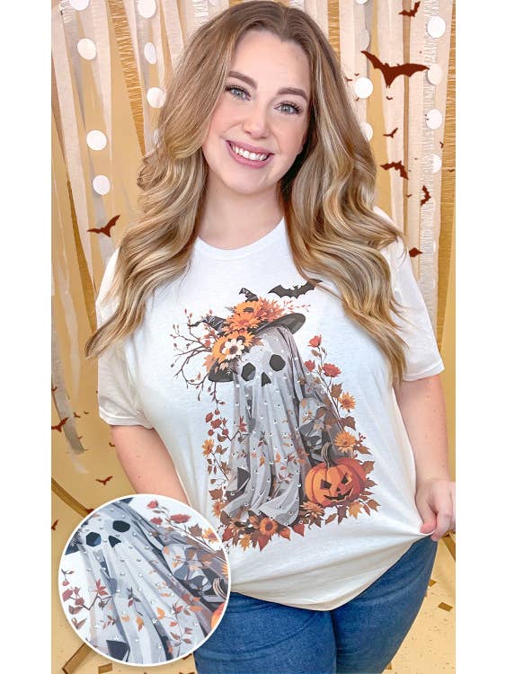 Sugar Stitch - Wholesale T-Shirt (Graphic) - Women's - Gaudy Ghost Rhinestone Graphic Shirt