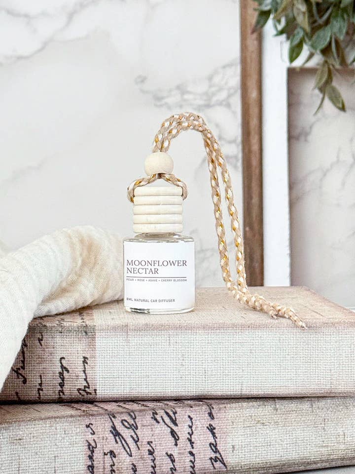 Moonflower Nectar Hanging Car Diffuser for wholesale by Spirit Glow Home & Body Essentials