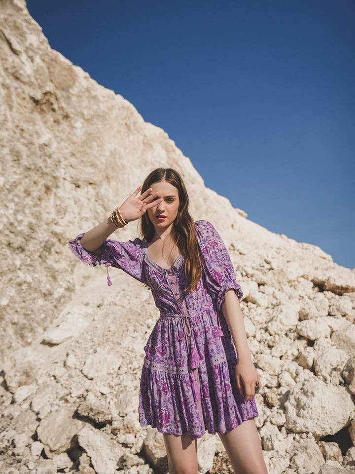 Alma Mini-jurk - Paars voor wholesale door Tulle and Batiste