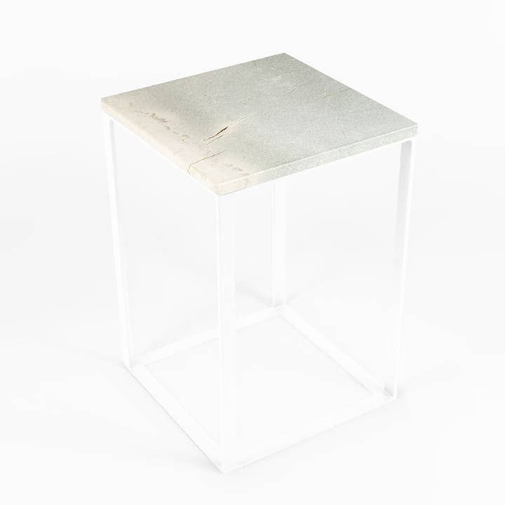 Marcel Pedestal Table - Blue Roma - White for wholesale by Maison la carrière
