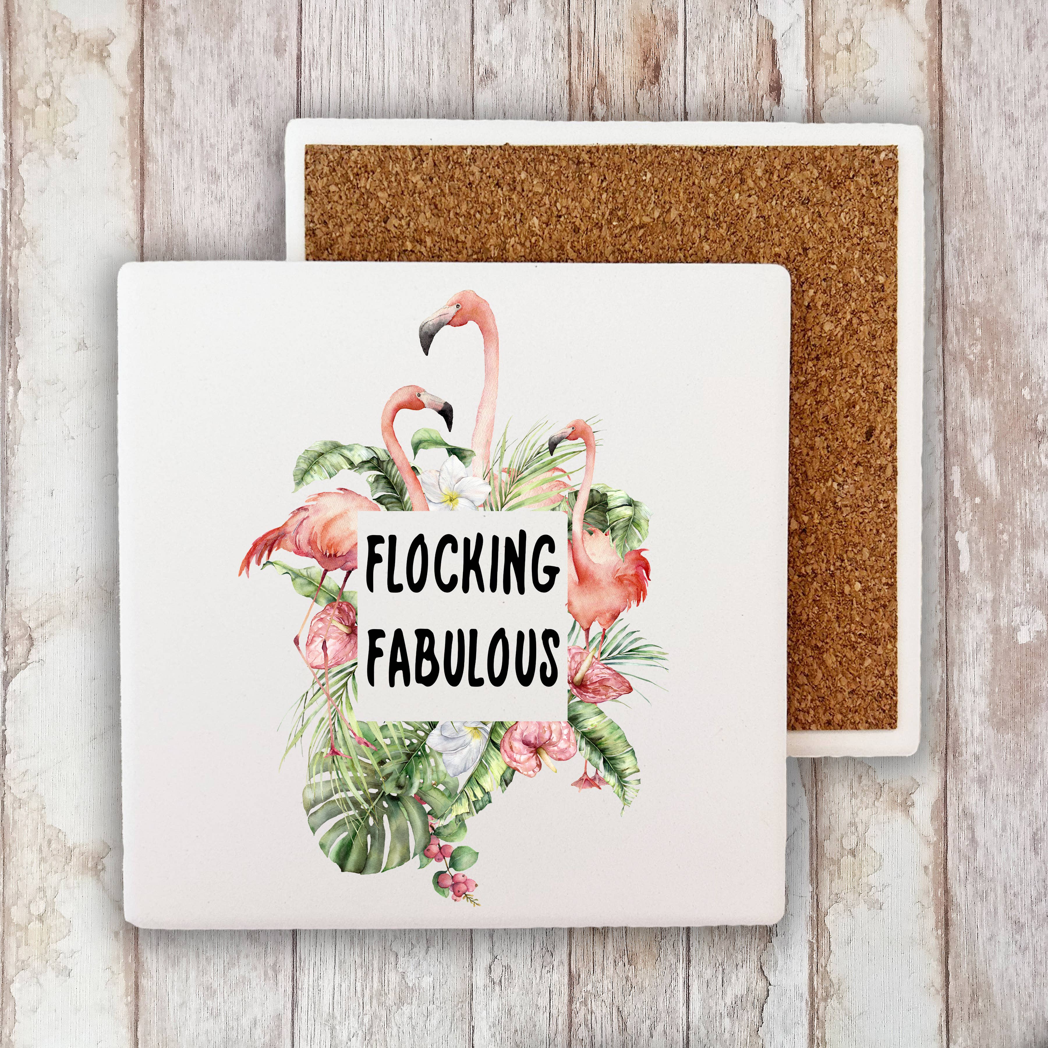 Avery Lane Gifts - Wholesale Coasters - Pink Flamingo Flocking Fabulous Stone Coaster