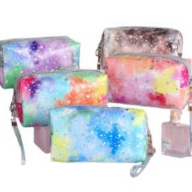 PVC Star Zip Cosmetic Bag to Personalize with Patches for wholesale by Dilworth Road