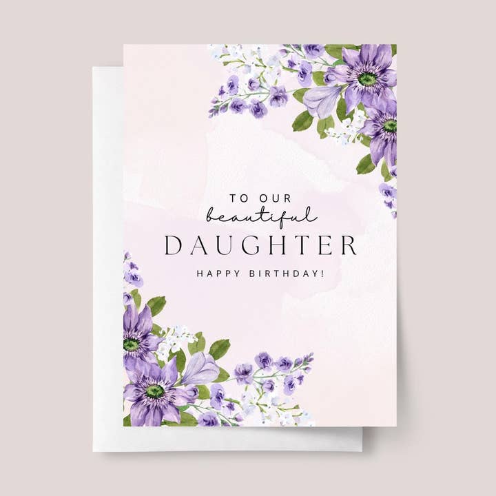 Tarjeta de cumpleaños para hija con flores moradas para venta al por mayor de Design Sprinkles