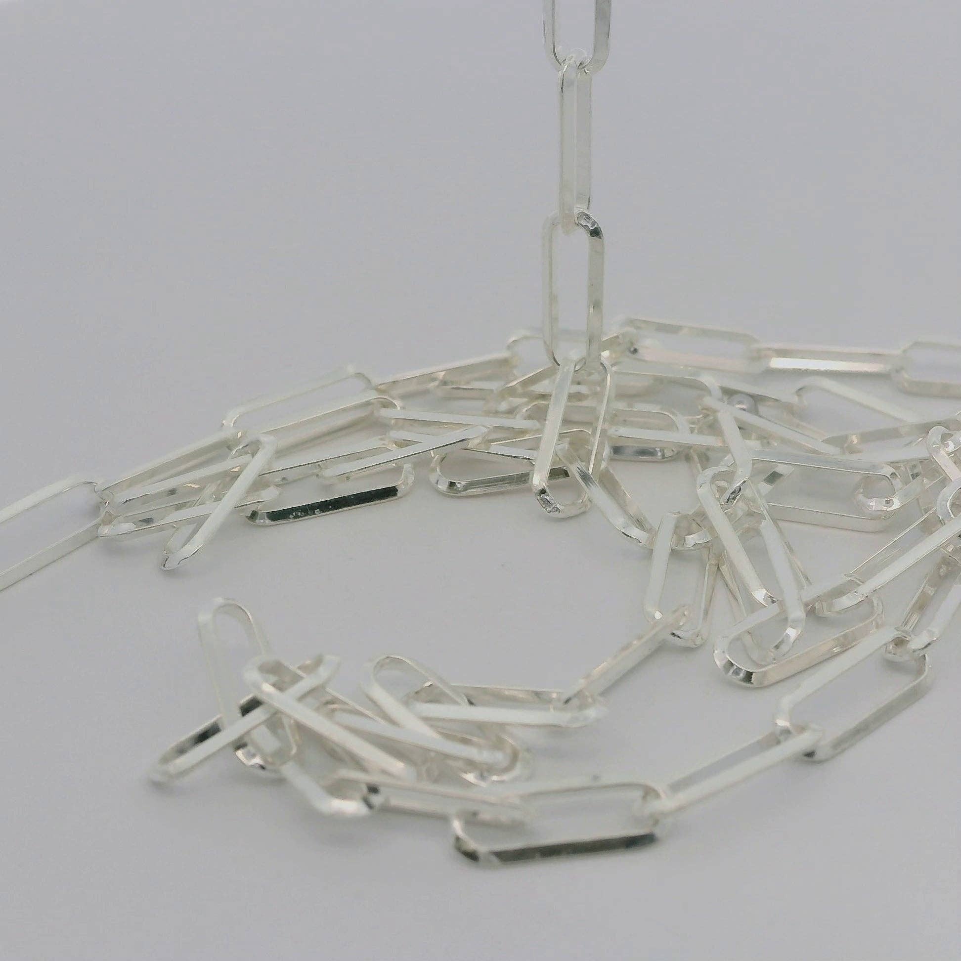 Purity Beads - Wholesale Craft Supplies - Paperclip Chain Thick Paper Clip Sterling Solid  Silver Chain Rectangular Triangle Wire  1mm  Chain, Size 11.4mmX4.2mm | 1 Foot2