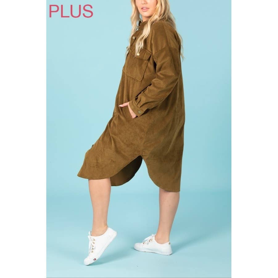 Coloring You - Wholesale Shirt Jacket/Shacket - Women's - PLUS CORDUROY BUTTON UP LONG SHACKET3