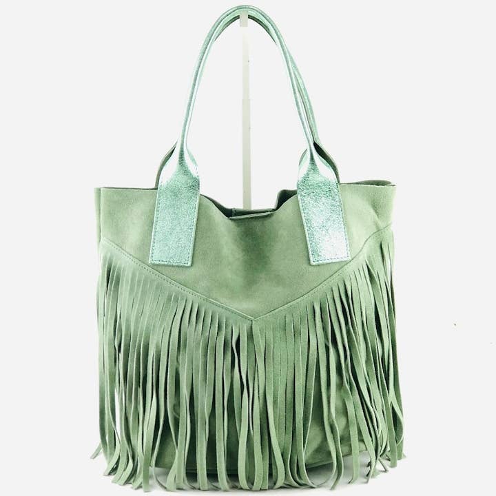 MILANO AMOUR - Wholesale Tote Bag - Women's - TOTE BAG SHOPPER DIAMOR SUEDE FRANGE MATCH LAMINATO