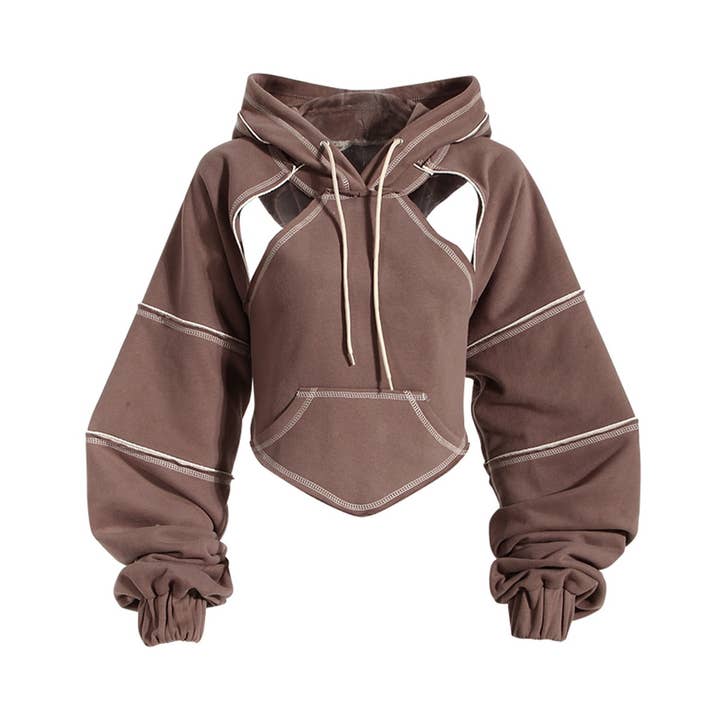 Productseeker - Wholesale Hoodie - Women's - TP027 Chic Hip-Hop Hoodie - Bright Lines & Short Style