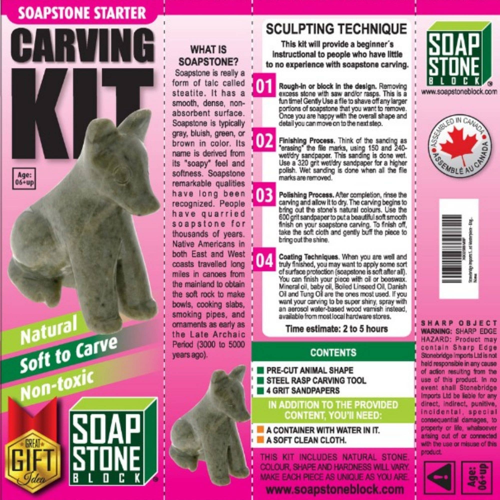 Soapstone Block - Wholesale DIY Craft Kit - Soapstone Carving Kit - Dog4