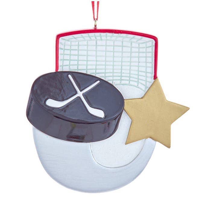 3.625"HOCKEY W/STAR PERSONALIZE ORNAMENT for wholesale by Kurt S. Adler, Inc.