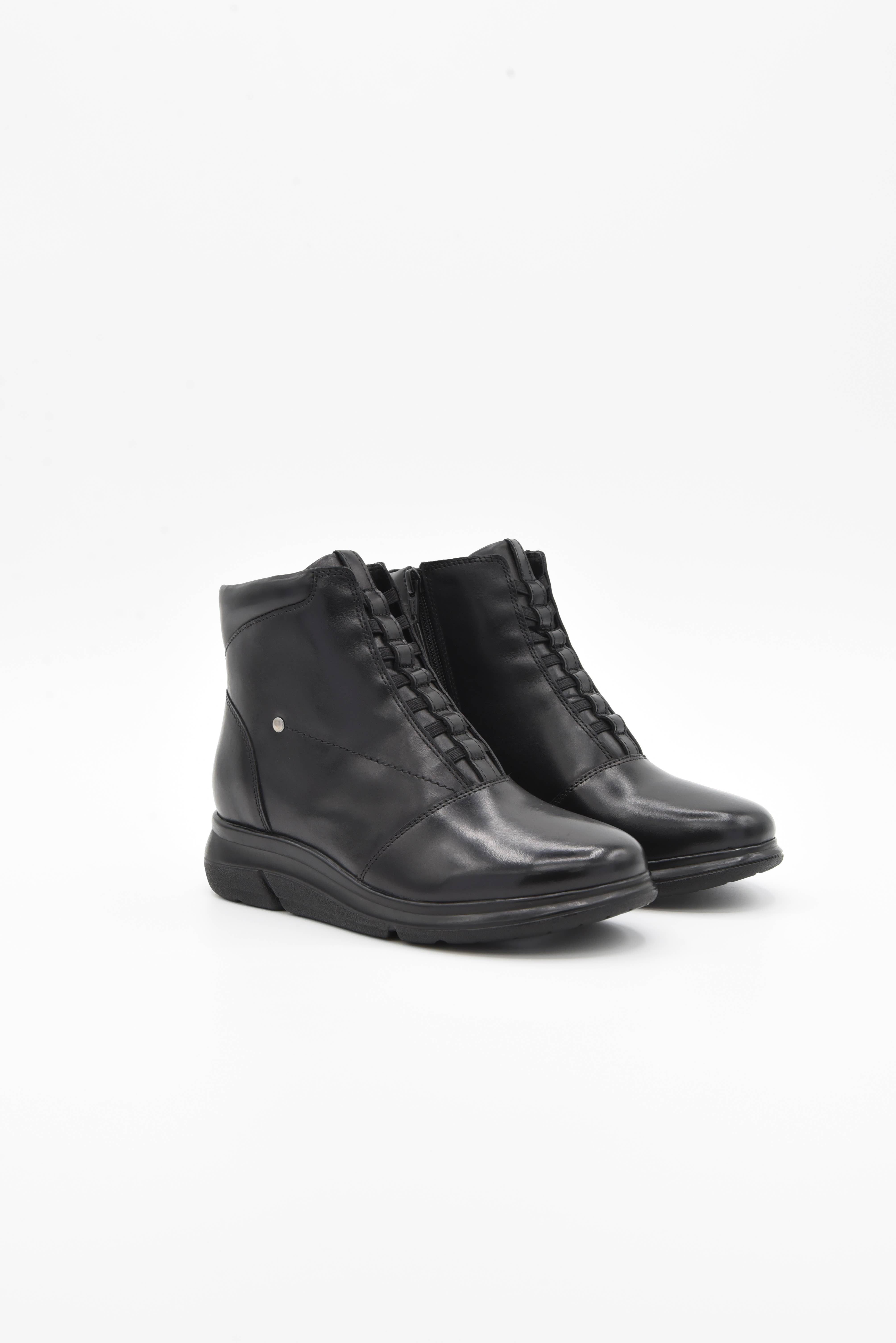 ROSA AMADA - Wholesale Booties - Women's - Leather Ankle Boot With Elastic Laces And Zipper