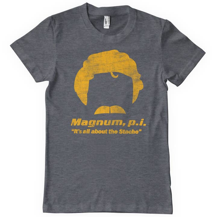 Hybris Production AB - Wholesale Screen Printed T-Shirt - Unisex - Magnum P.I. - Stache T-Shirt1