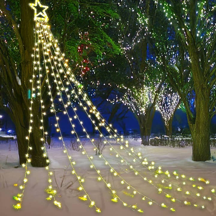 Cap Zone - Wholesale String Lights - Christmas Tree Star Spangled Warm White Led Lights