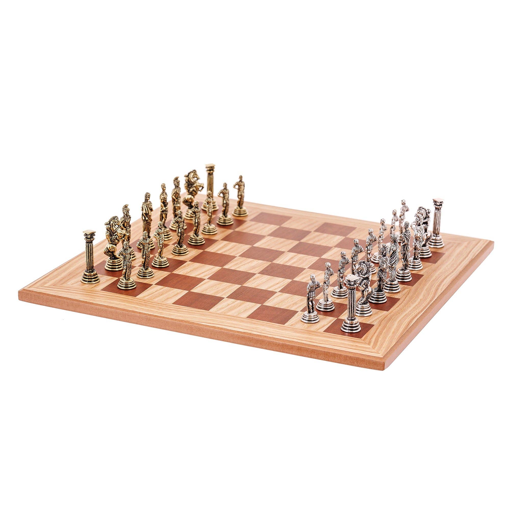 ARTIA LTD - Wholesale Board Game - Olive Wood Chess, Brown Squares & Metal Chess Pieces Roman1