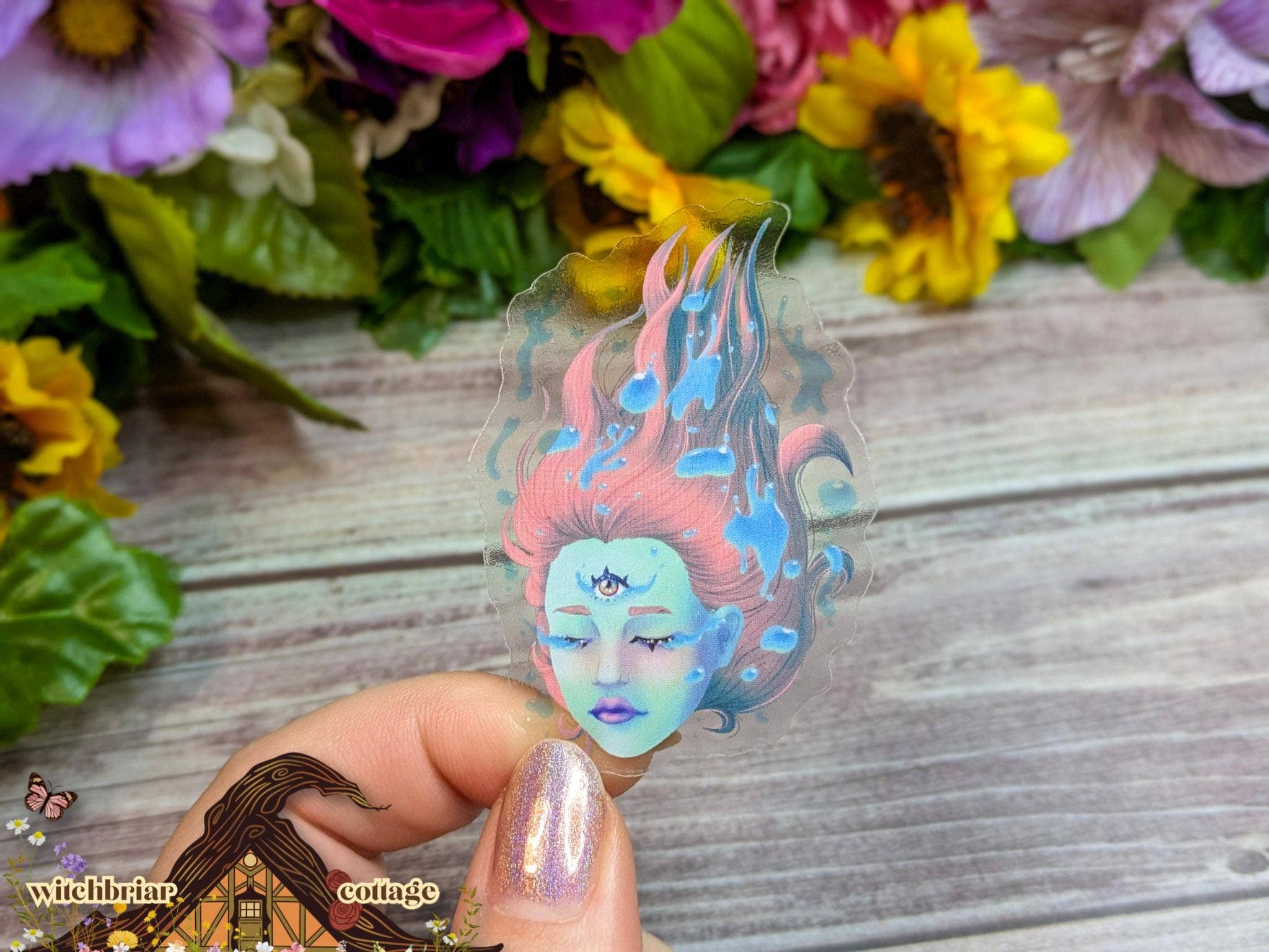 Witchbriar Cottage - Wholesale Sticker - Cute Spooky Tearful CLEAR Vinyl Sticker for Laptop0