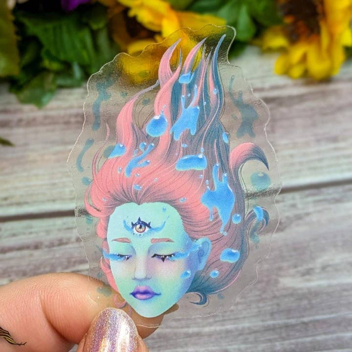 Witchbriar Cottage - Wholesale Sticker - Cute Spooky Tearful CLEAR Vinyl Sticker for Laptop0