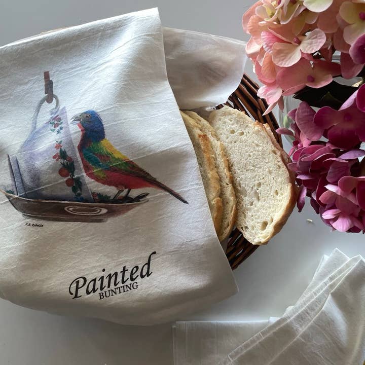 Bird Art by KB - Wholesale Tea Towel - Painted Bunting - Tea Towel