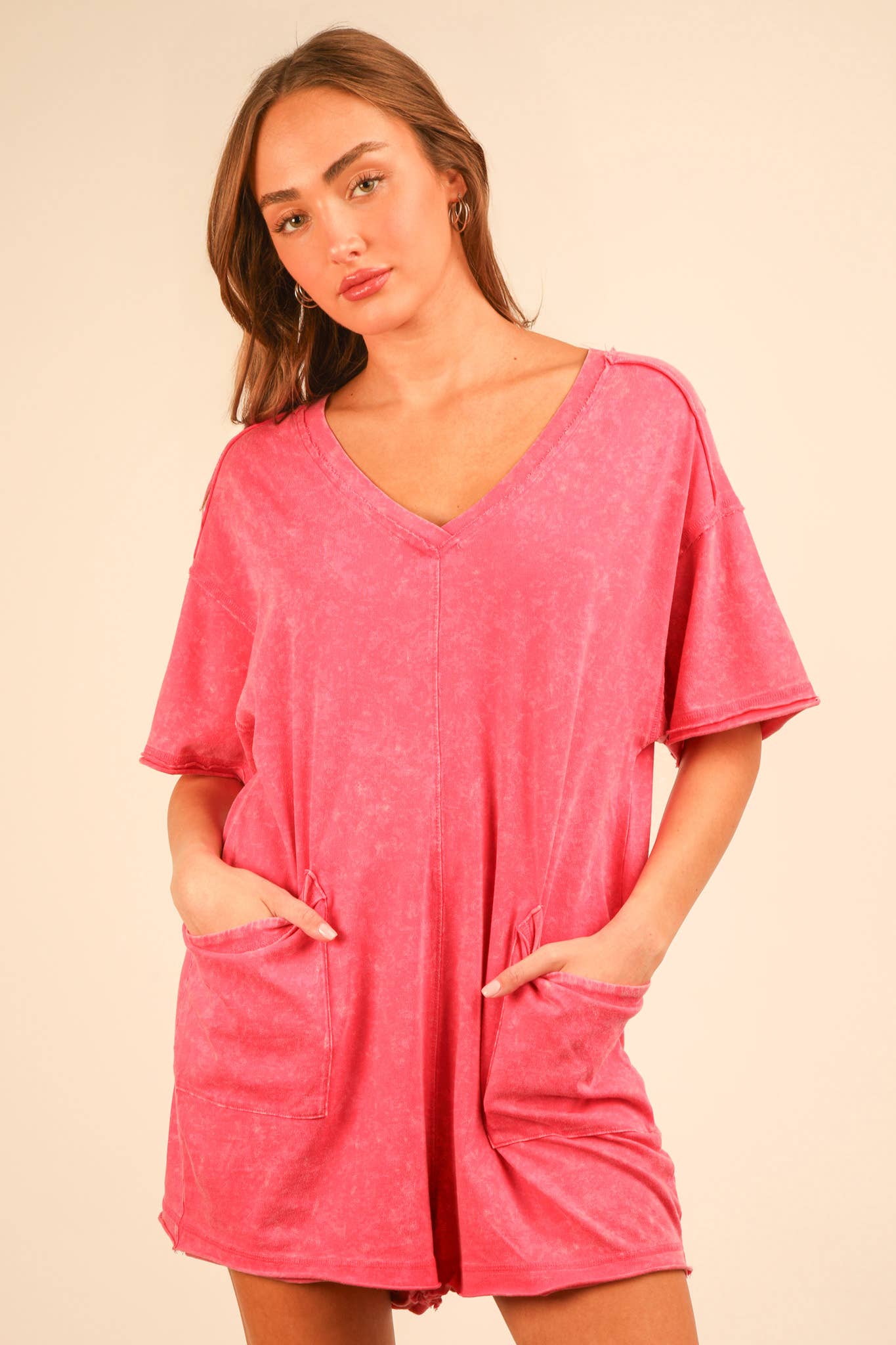 VERY J - Venta al por mayor Peto - Mujer - Mameluco casual de punto extragrande lavado NP70740-Mineral4