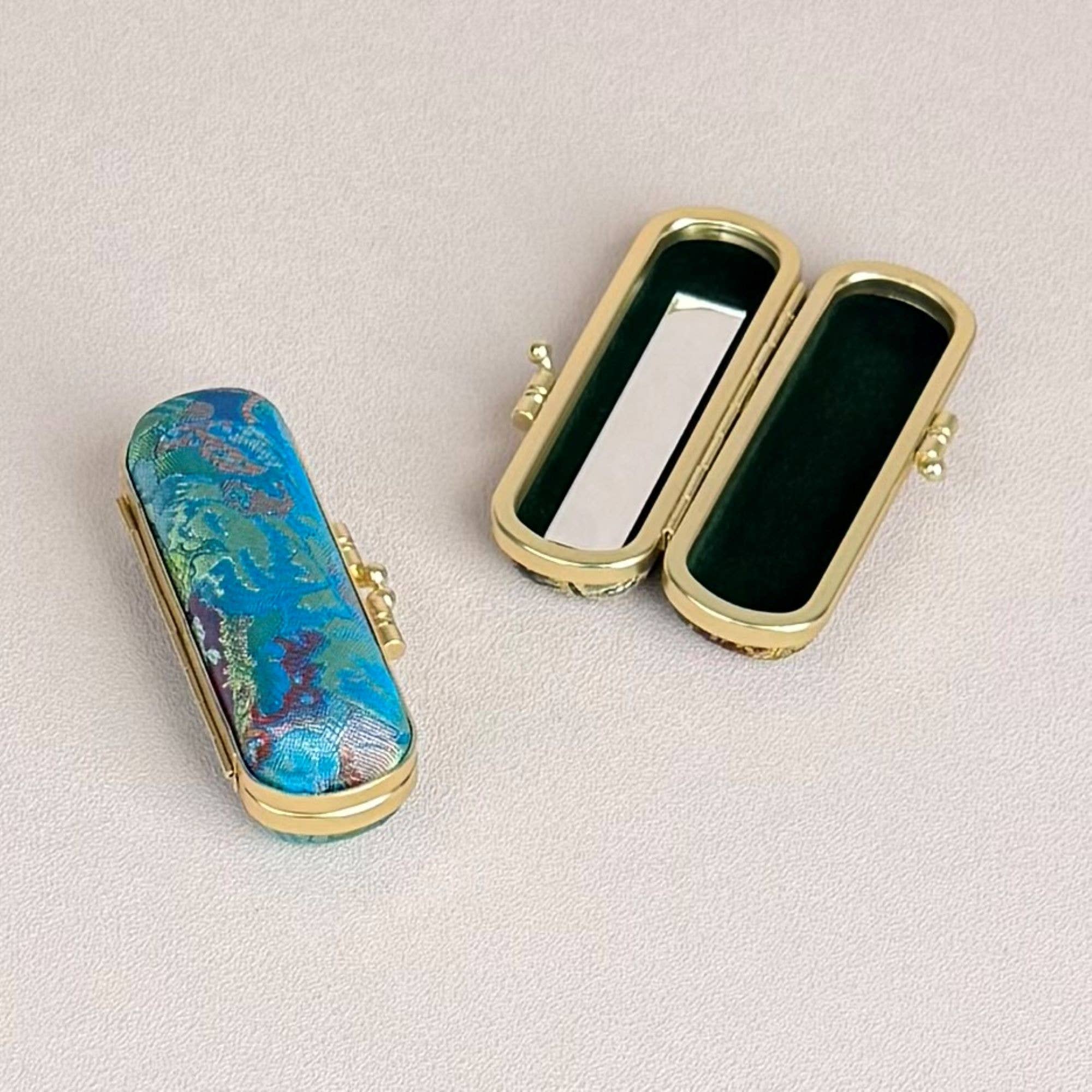 Cathayana - Wholesale Lip Balm Case/Holder - Floral Brocade Lipstick Case with Mirror2