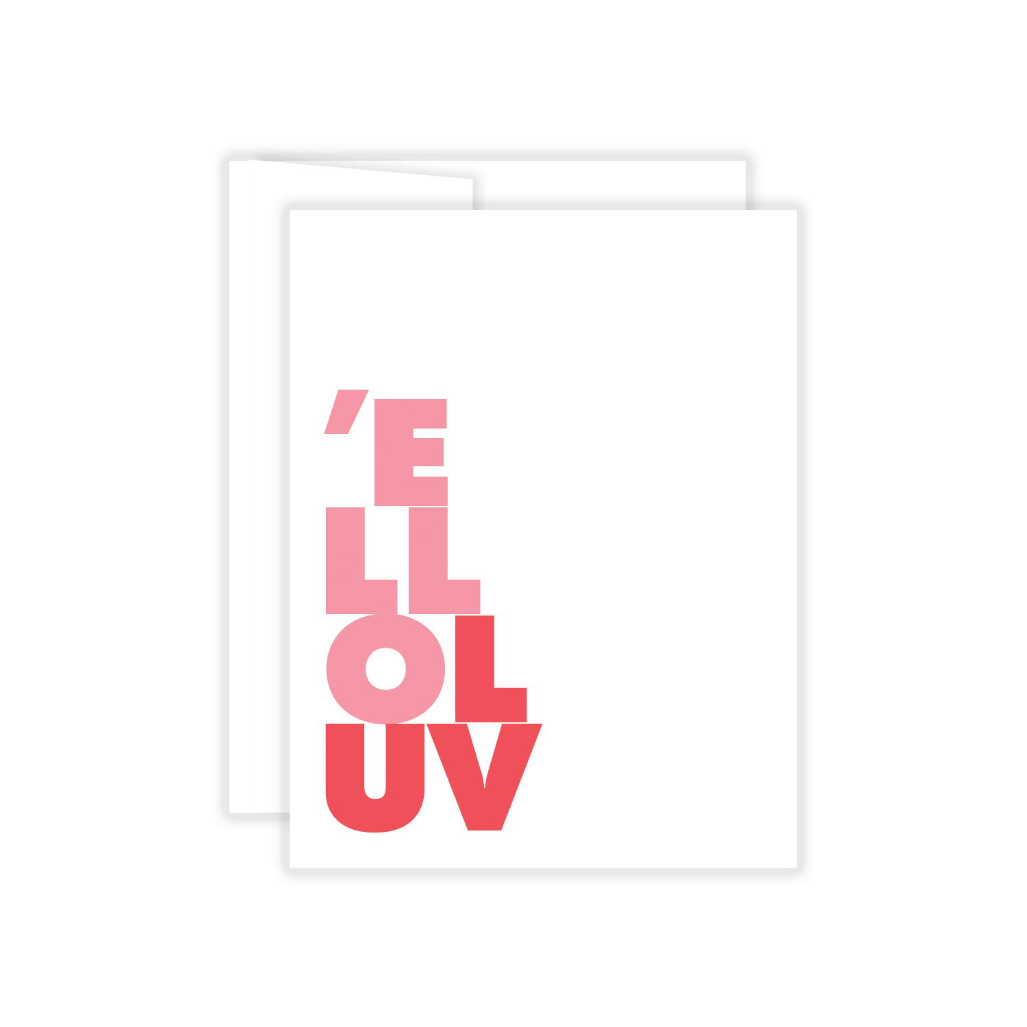 Biba Letterpress - Wholesale Love Card - Ello Luv A2 Letterpress Love Card on White Cardstock0