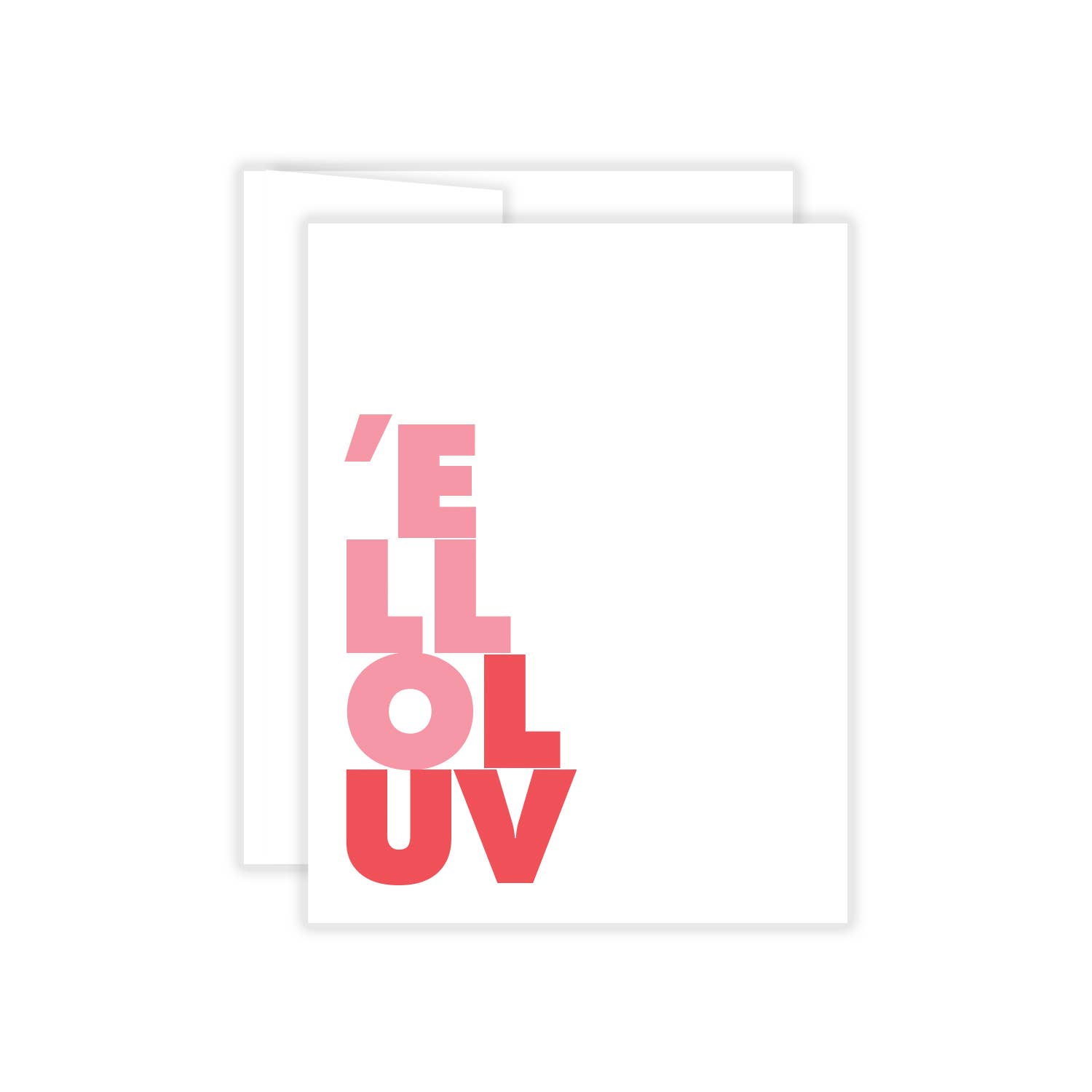 Biba Letterpress - Wholesale Love Card - Ello Luv A2 Letterpress Love Card on White Cardstock