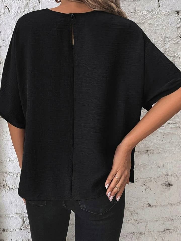 NINEXIS - Wholesale Knit Top - Women's - CWTBLS1135_SOLID SUMMER KNOTTED BAT SLEEVE TOP