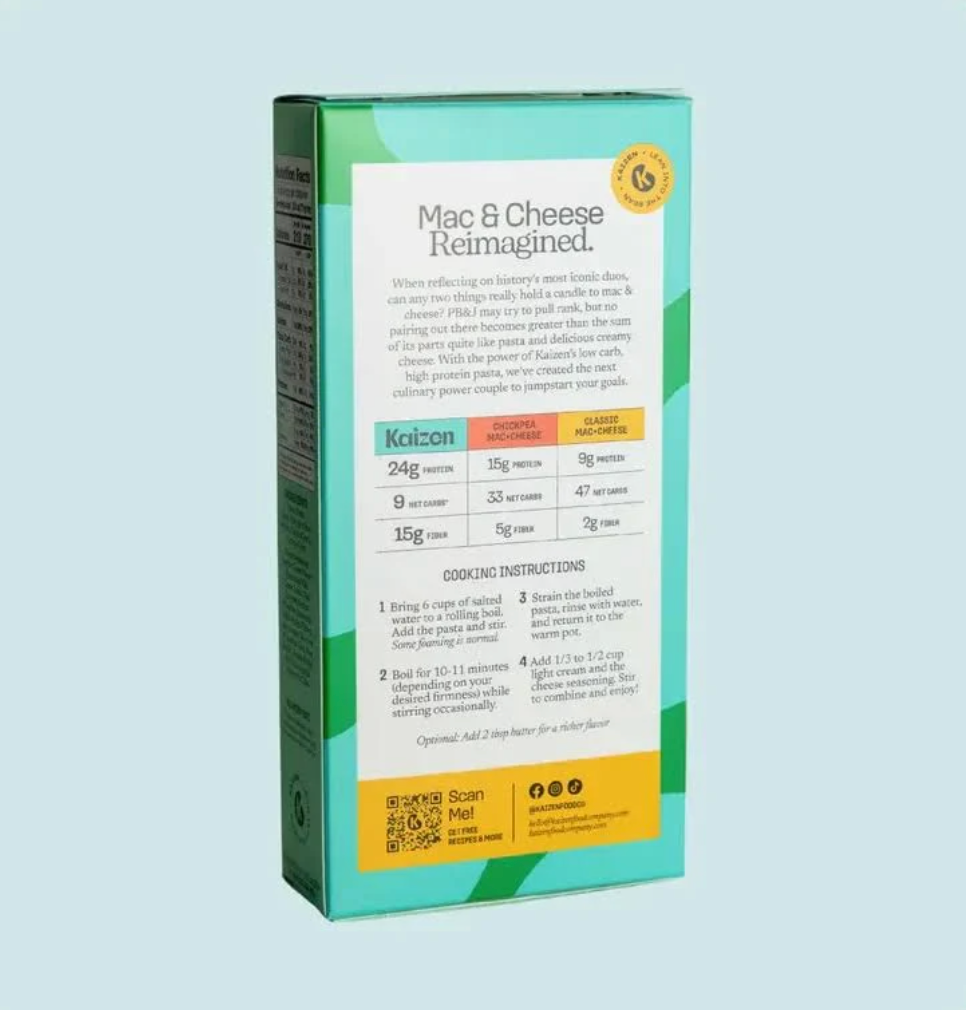 Kaizen Food Company – wholesale Pasta – Kaizen High Protein (24g) Cheddar Lowcarb Mac & Cheese1