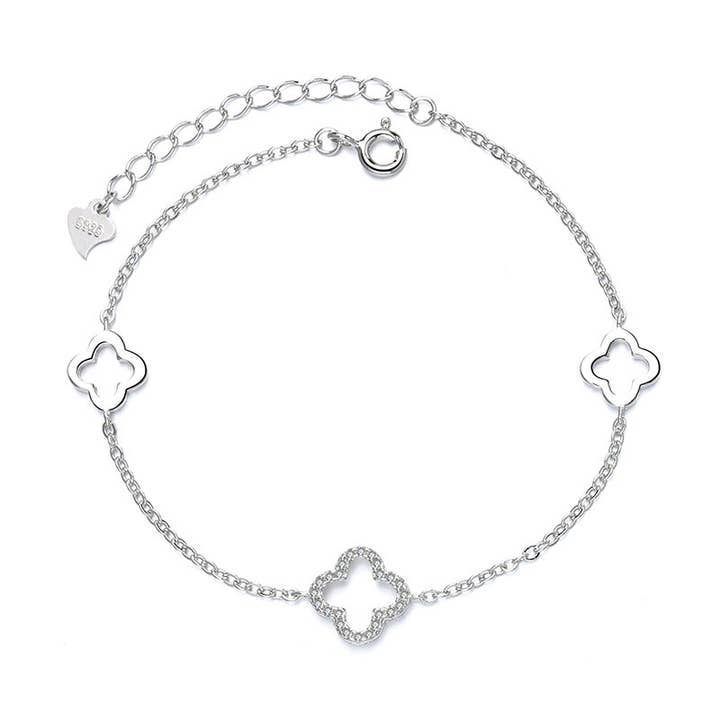 Perimade & Co. LLC - Wholesale Charm/Dangle Bracelet - Triple Four Leaf Clover Bracelet in 925 Sterling Silver4