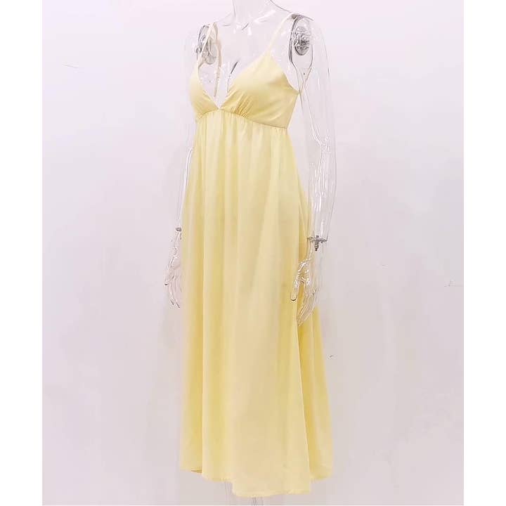 Yellow Slip resort maxi swing dress for wholesale on Faire