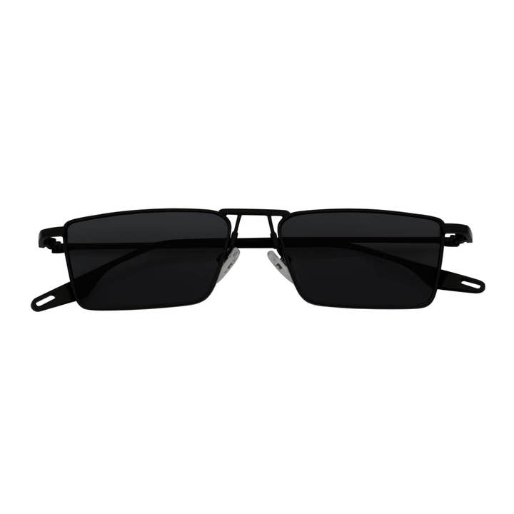 ZUIKO - Small Retro 90s Fashion Metal Rectangle Sunglasses Black Smoke Tint for wholesale by Morspecs
