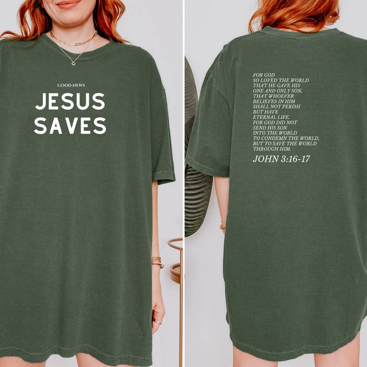 GUTE NACHRICHTEN JESUS SAVES UNISEX-T-SHIRT für den Großhandel von Dwell Apparel
