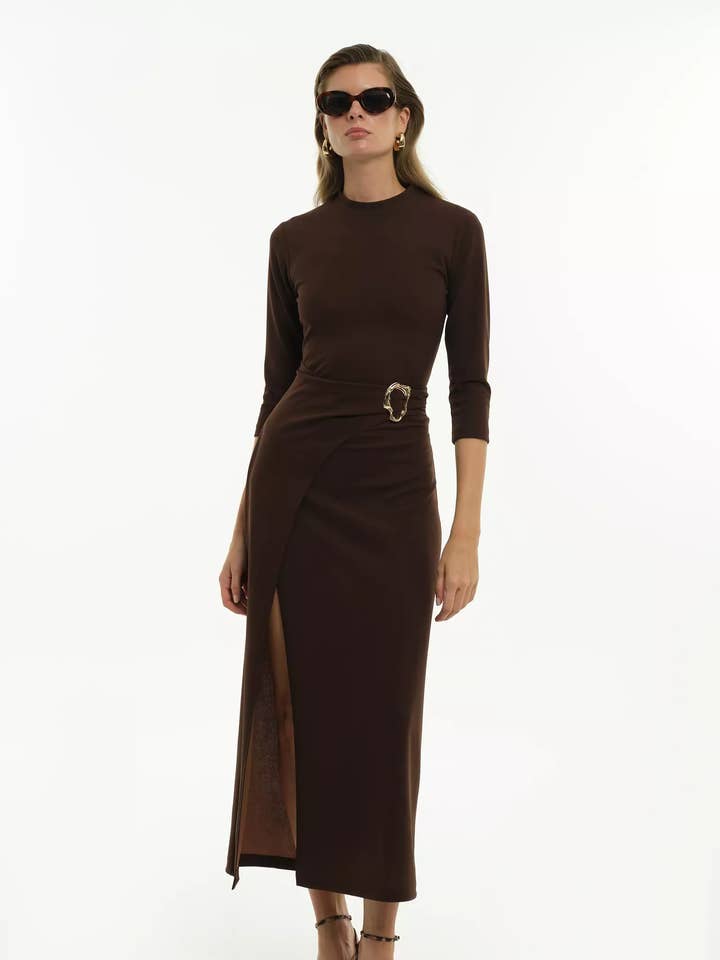 Robe Maxi à Manches Longues avec Boucle pour la vente par Noece