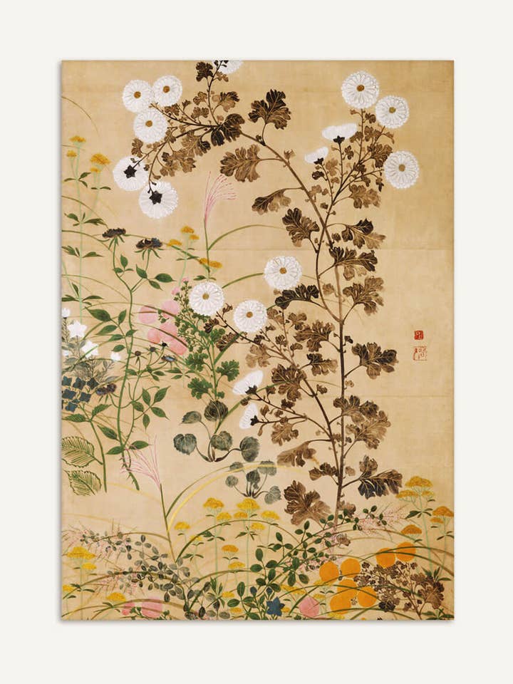 Chinoiserie Art Print – Chrysanthèmes et Fleurs d'Automne II pour la vente par Modern Antique Prints