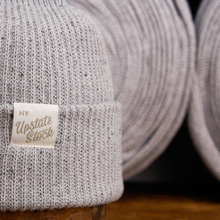 Upstate Stock - Wholesale Beanie – Unisex - Grey Fleck Super Fine Upcycled Cotton Watchcap1