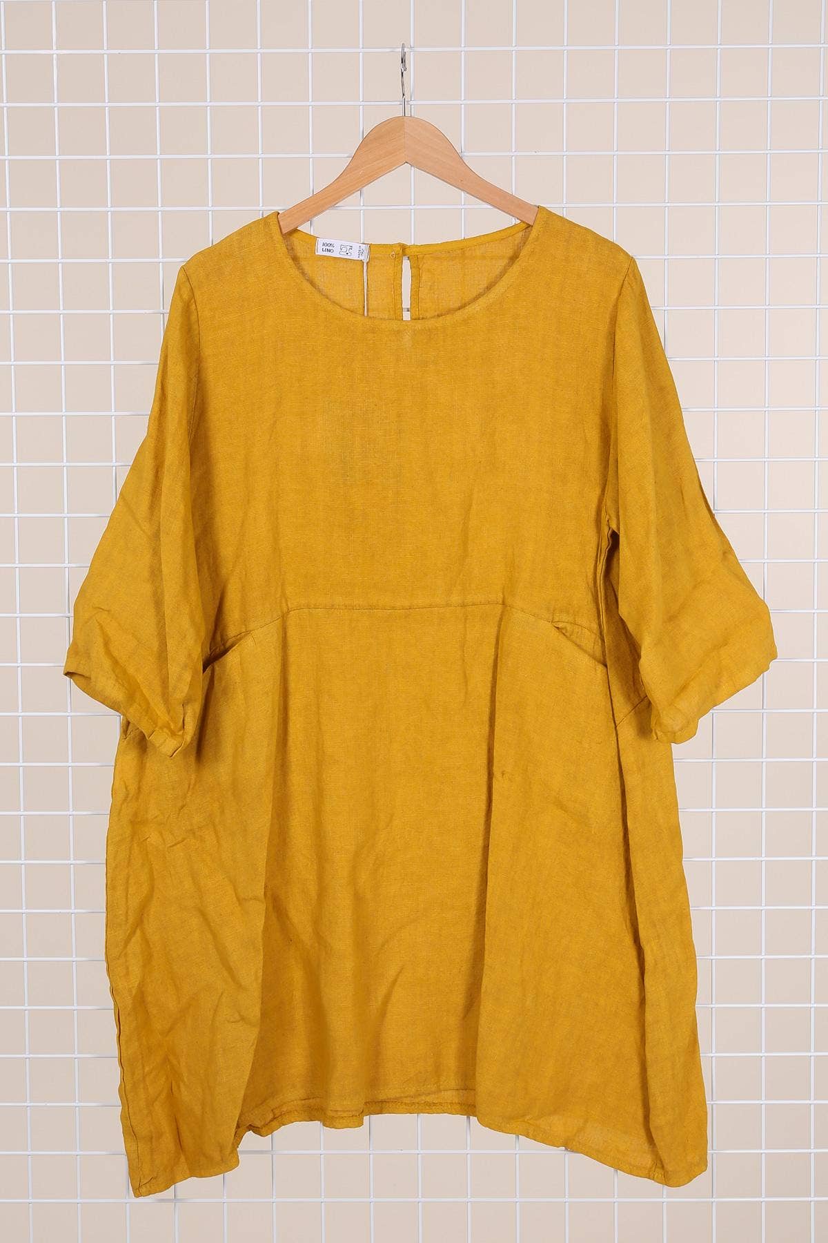 la maison des fibres naturelles – Engroshandel Kjole - Dame – Kort hørkjole med rund hals i 100 % hør 671940