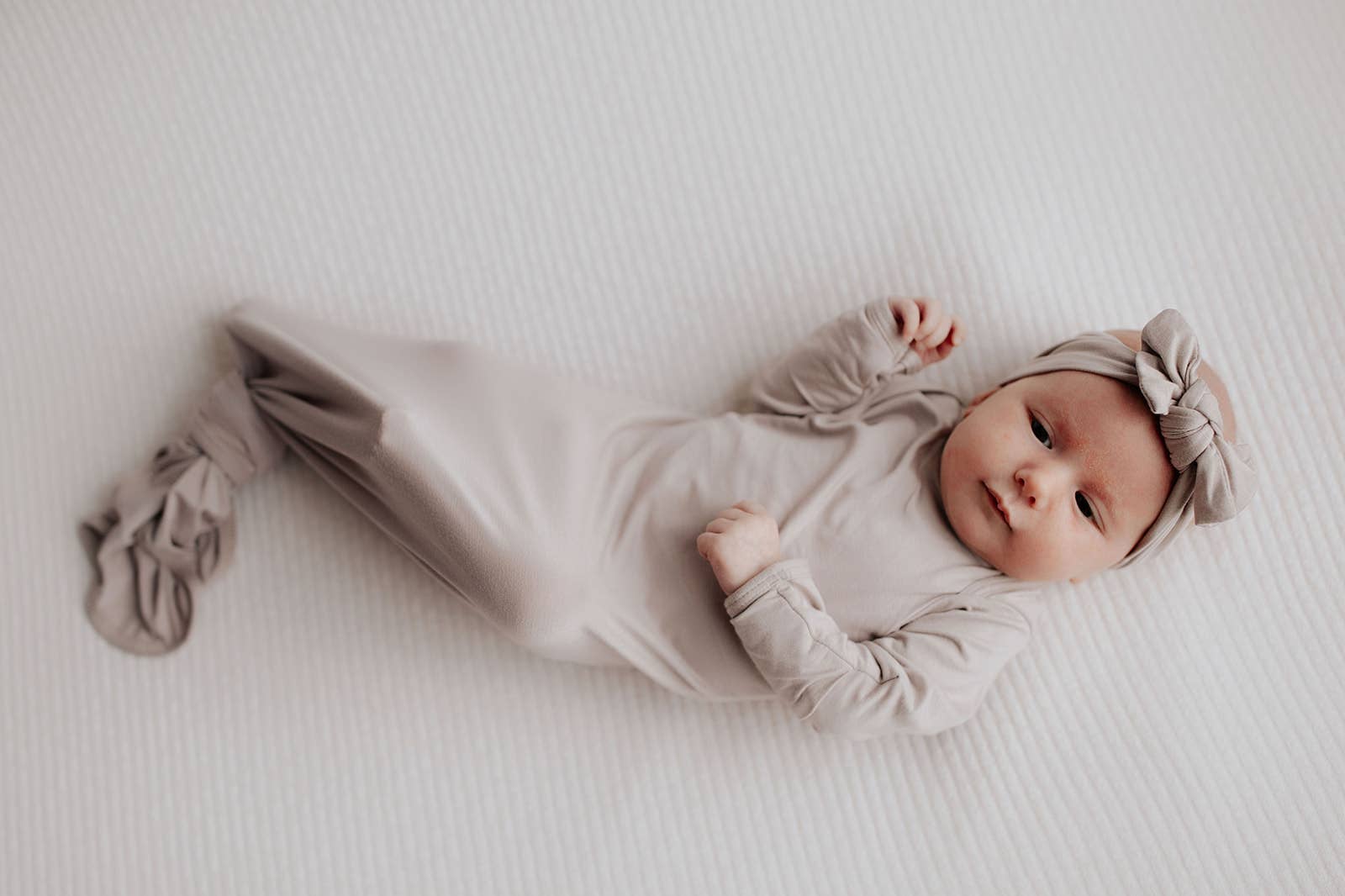 Three Little Tots - Wholesale Babygown - Baby - Harbor Mist Taupe Knotted Gown11