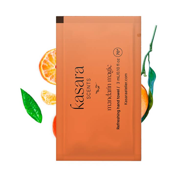 Mandarin magic, perfumed wipes 60pcs for wholesale by Kasara Atelier