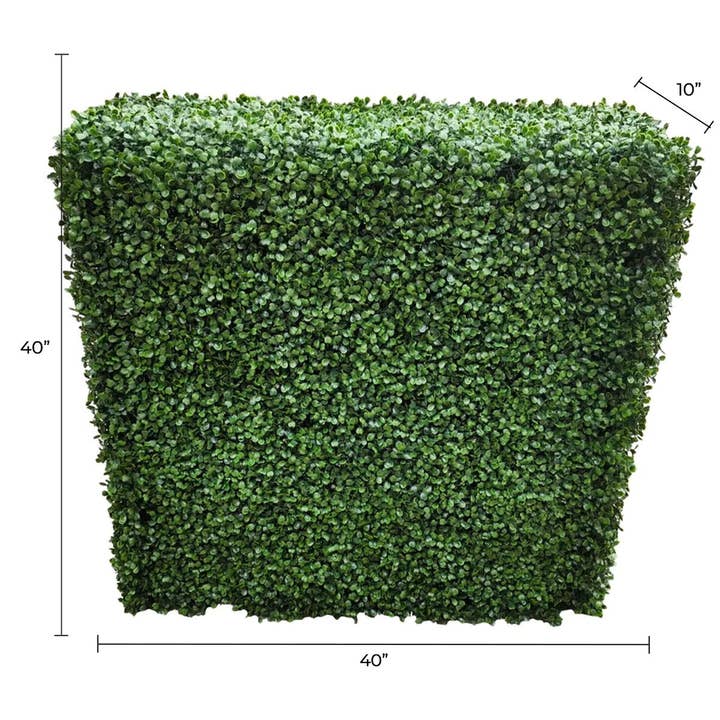 Premium Two Tone Green Artificial Boxwood Hedge 40"L x 40"H Commercial Grade UV Resistant for wholesale by Designer Plants
