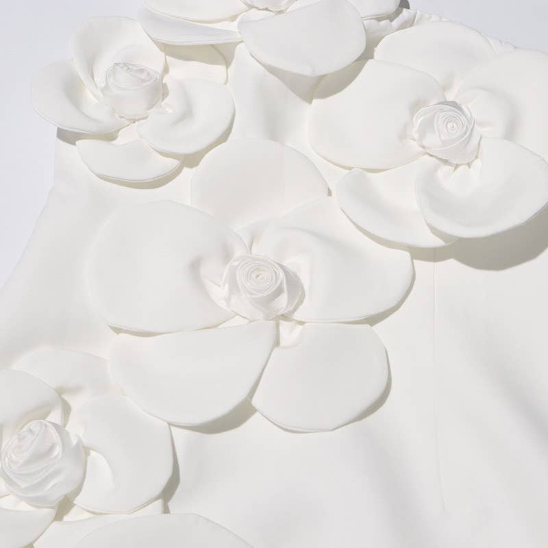 Productseeker - Wholesale Dress - Women's - DR575Y Elegant 3D Floral Tube Top Short Summer Dress10