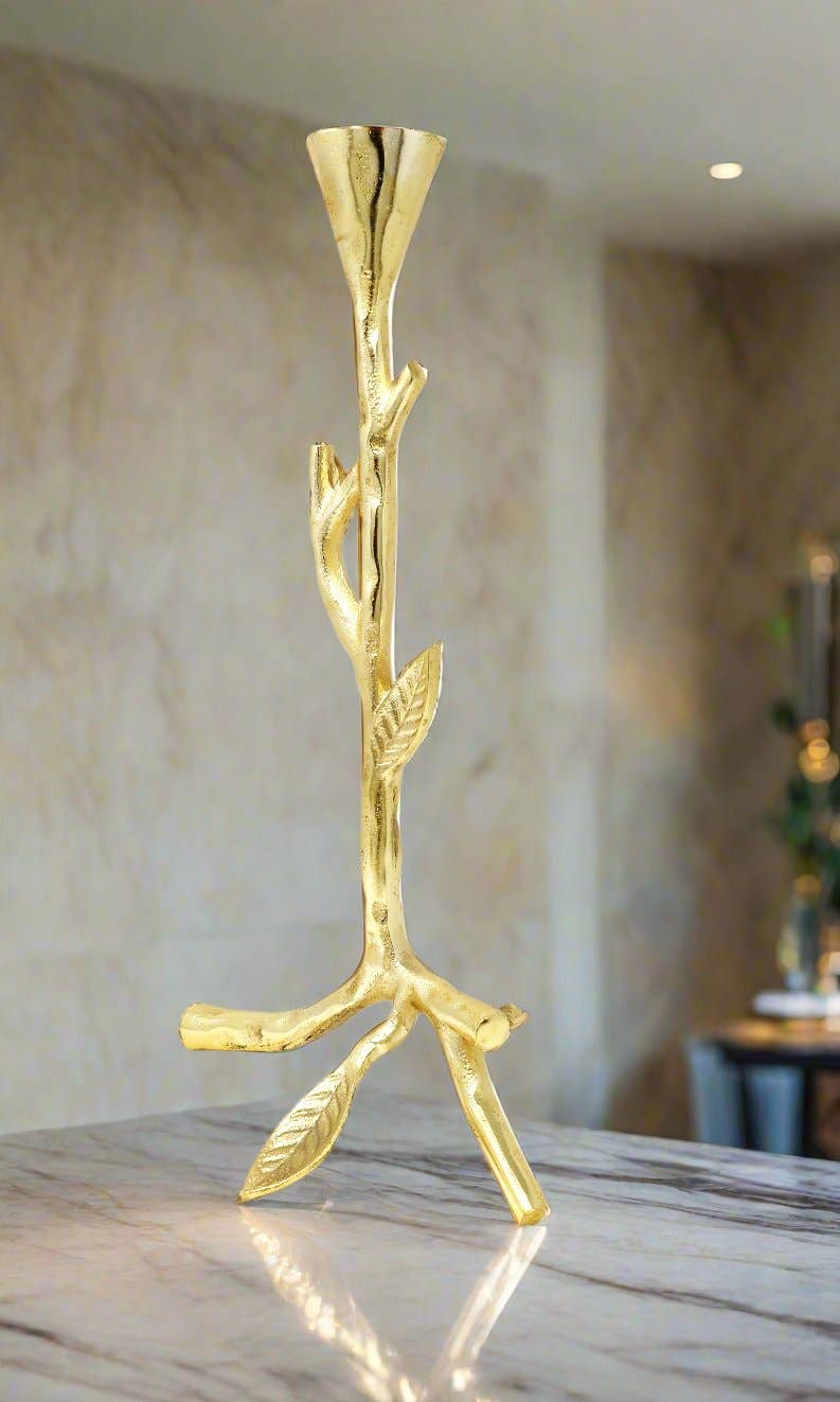 CLASSIC TOUCH DECOR INC. - Wholesale Candle Holder - Gold Taper Candle Holders with Branch Design3