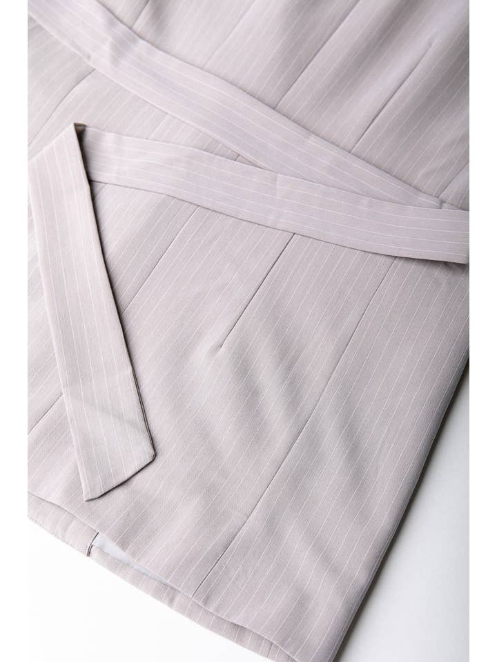 Izzy Pinstripe Blazer | Beige for wholesale on Faire8