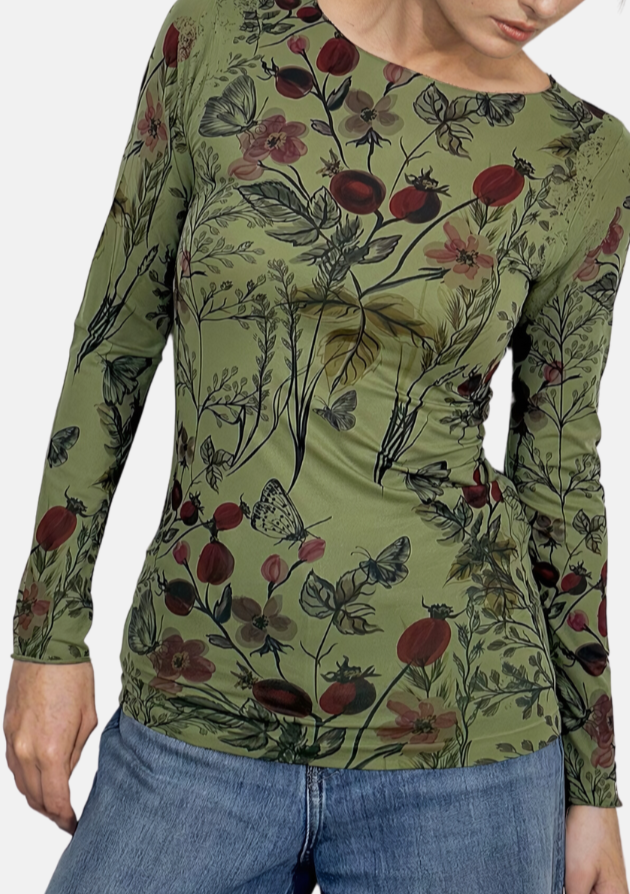 AMB Designs – Engroshandel Bluse - Dame – Hello Blossom Second Skin Raw Edge Top5