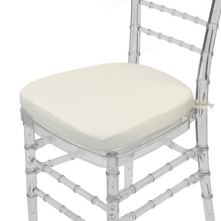 Stretch Spandex Chiavari Pad Cover with Ties Ivory for wholesale by YOUR CHAIR COVERS