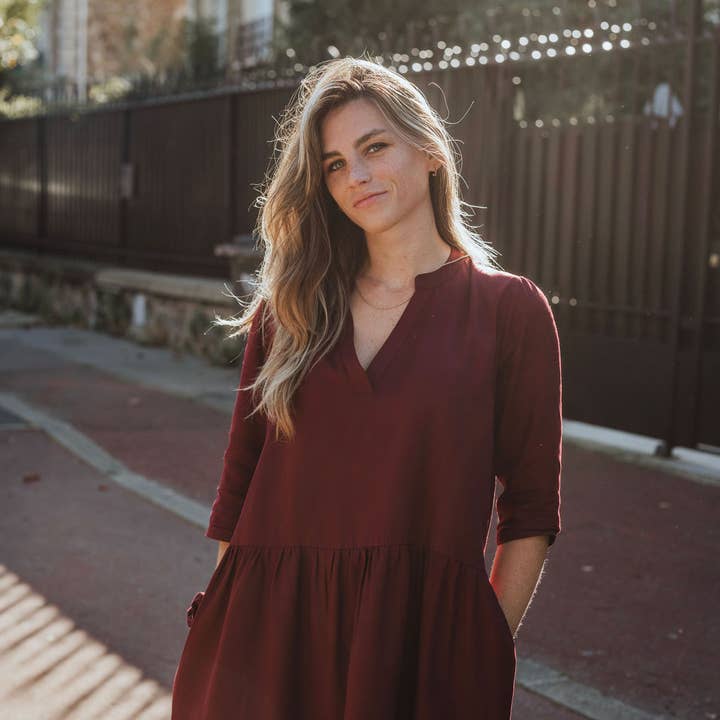 Roma Dress - Bordeaux - A-line Shape - Pockets and other Purchase Wholesale abbigliamento taglie comode giovanile. Free Returns & Net 60 Terms on Faire trending on Faire.