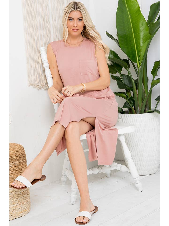 Sweet Lovely by Jen – Vestido - Mulher por atacado – VESTIDO MIDI CASUAL EM MALHA JERSEY COM BOLSO MACIÇO SEM MANGAS29